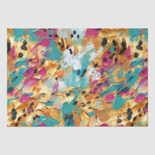 Aqua Gold Pink Leopard Paint Tissue Paper