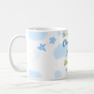 Aqua gold she is on cloud nine baby shower clouds coffee mug