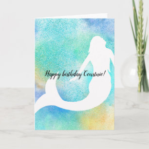Aqua Gold Sparkle Mermaid Card