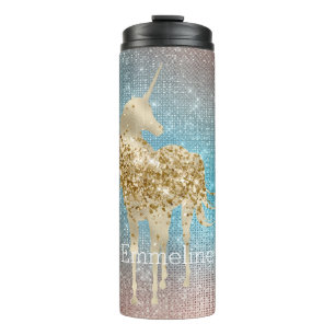 Aqua Gold Unicorn Sparkle    Thermal Tumbler