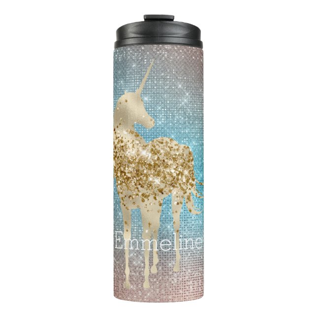 Aqua Gold Unicorn Sparkle    Thermal Tumbler (Front)
