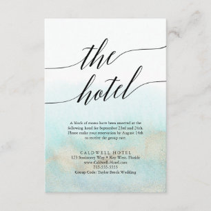 Aqua & Gold Watercolor Beach Hotel Enclosure Card