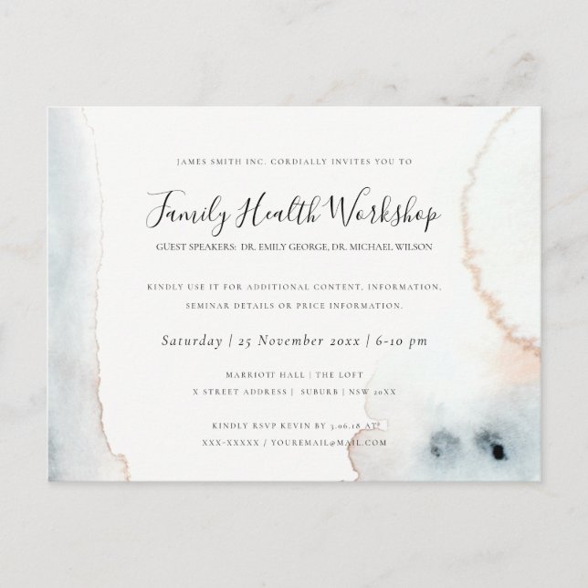 AQUA GOLD WATERCOLOUR BRUSH WORKSHOP EVENT LOGO POSTCARD (Front)