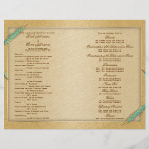 Aqua gold wedding program wheat