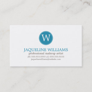 Aqua Greek Key Pattern Monogram Business Card