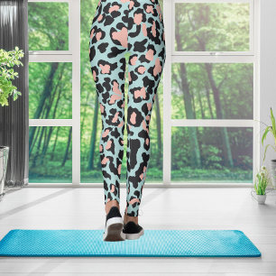 Aqua green and blue Tiger Print  Leggings