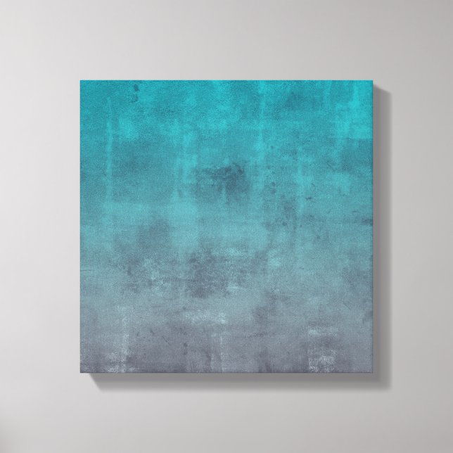 Aqua Green Grey rustic stone effect Abstract Canvas Print (Front)