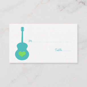 Aqua/Green Guitar Heart Place Card