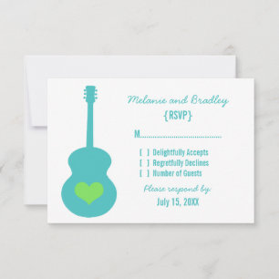 Aqua/Green Guitar Heart Response Card