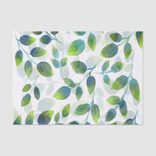Aqua Green Leaf Pattern Tissue Paper