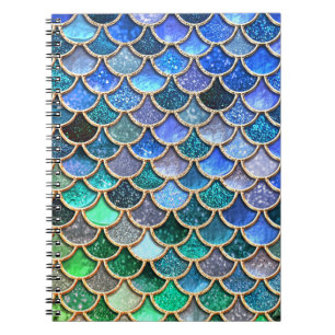 Aqua green Mermaidscales Spring Glitter for Girls Notebook