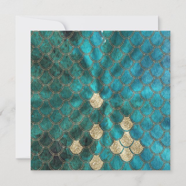 Aqua green Mermaidscales with gold glitter (Front)