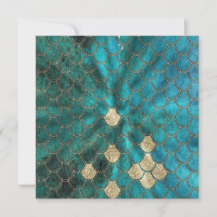 Aqua green Mermaidscales with gold glitter