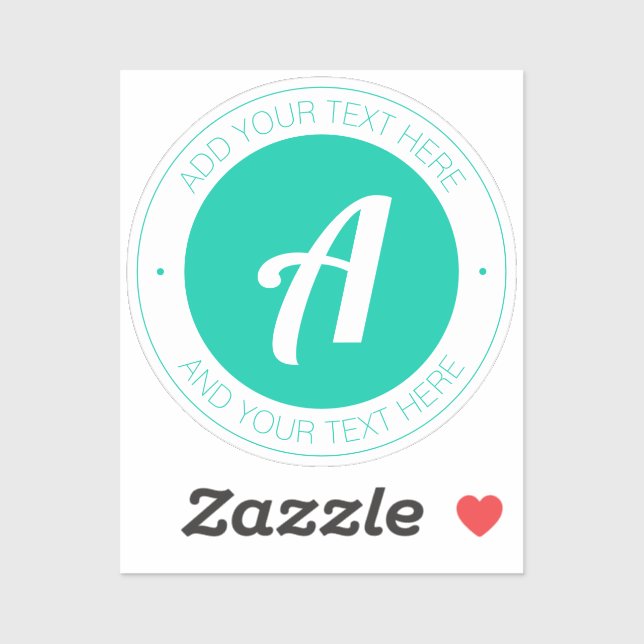 Aqua Green Monogram or Add Logo | Transparent (Sheet)