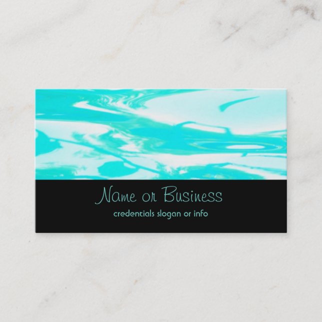 Aqua Green Pool Water Abstract Background Business Card (Front)