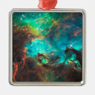 Aqua Green Star Cluster Celestial Metal Tree Decoration