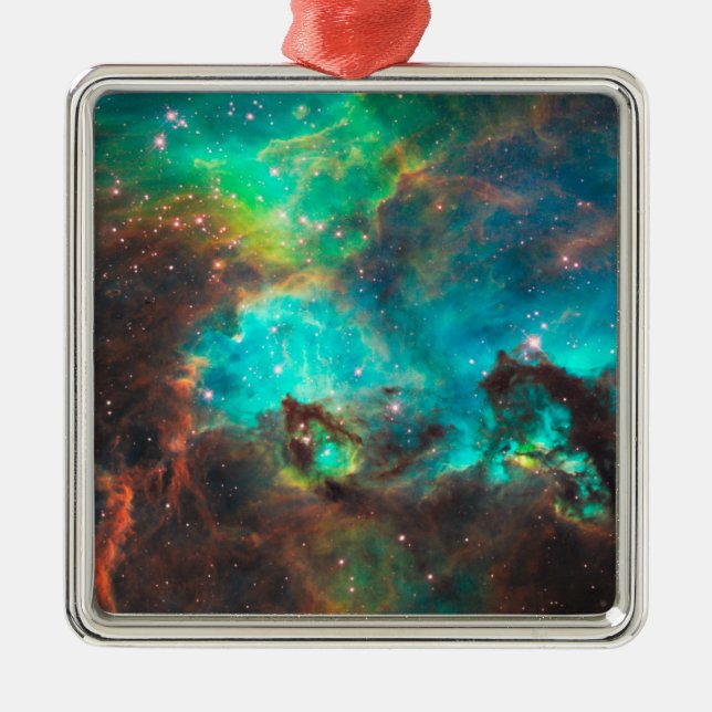 Aqua Green Star Cluster Celestial Metal Tree Decoration (Front)