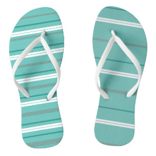 Aqua Green Stripes Flip Flops