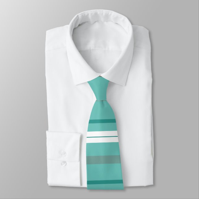 Aqua Green Stripes Tie (Tied)