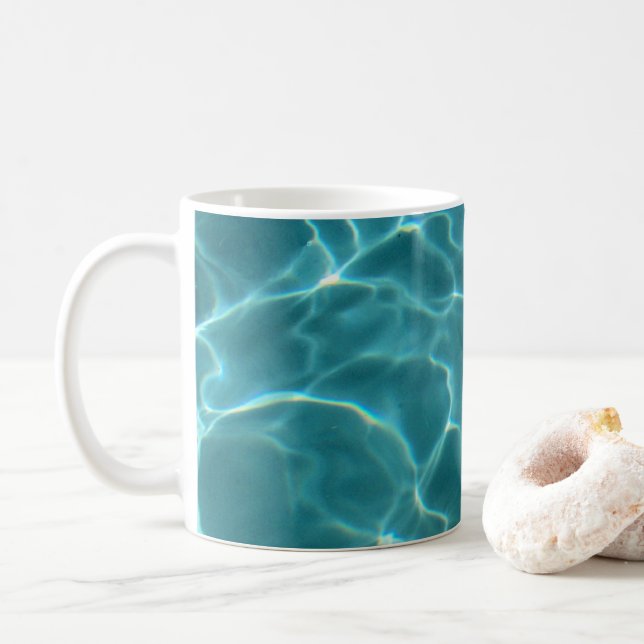 Aqua Green Swimming Pool Photo Coffee Mug (With Donut)