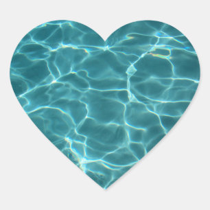 Aqua Green Swimming Pool Photo Heart Sticker