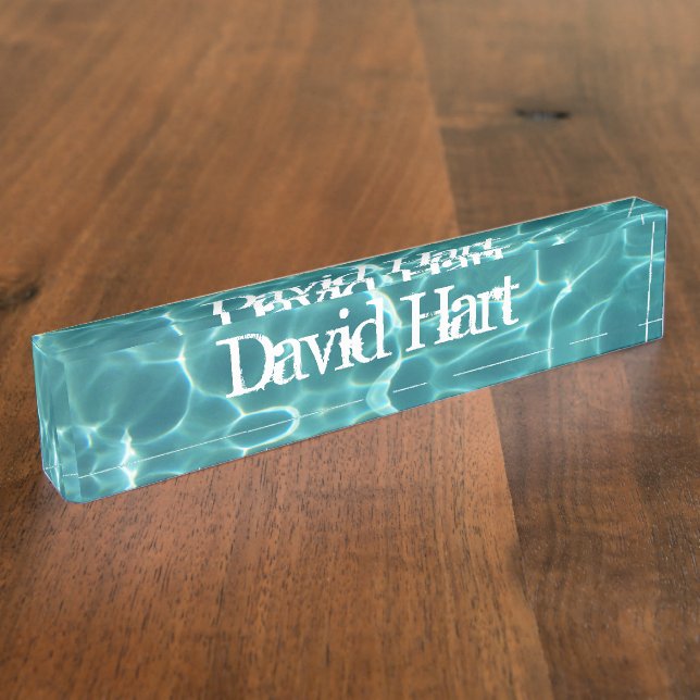 Aqua Green Swimming Pool Photo Nameplate (Side)