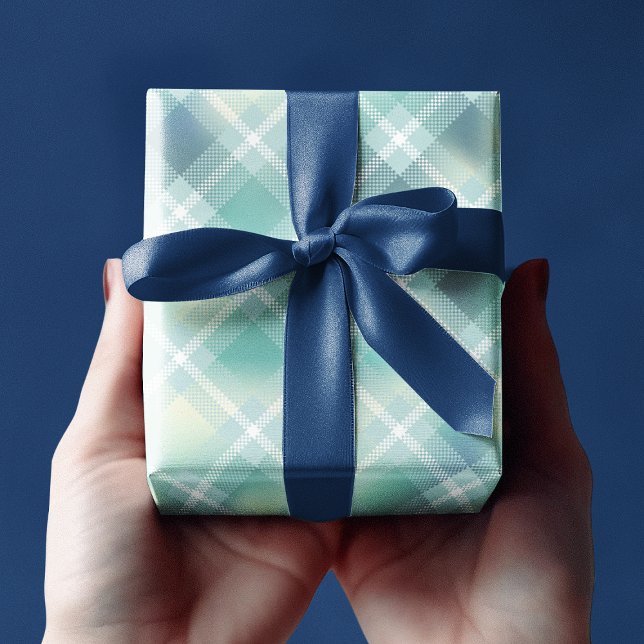 Aqua Green Tartan Plaid Pattern Custom Monogram Wrapping Paper (Aqua Green Tartan Plaid Custom Wrapping Paper
)