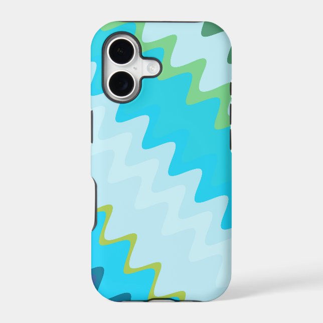 Aqua Green White Wavy Stripes Pattern (Back)