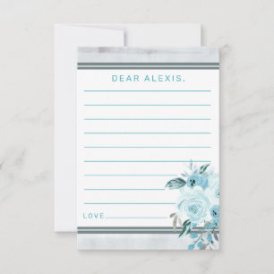 Aqua Grey & Blue Floral Baby Shower Time Capsule Card