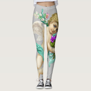 Aqua Grey Cherub Angel Leggings