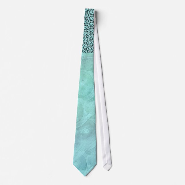 Aqua grey wedding floral damask tie (Front)