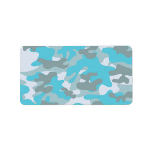 Aqua Grey White Camo Design Label