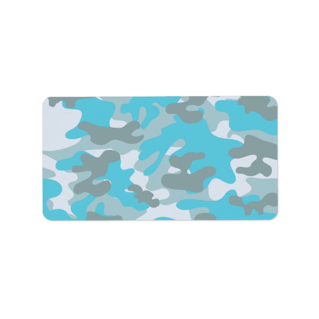 Aqua Grey White Camo Design Label (Front)