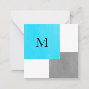 Aqua Grey White Geometric Card