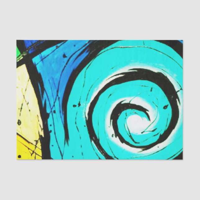 Aqua Groovy Modern Swirls Abstract Tissue Paper (Front)