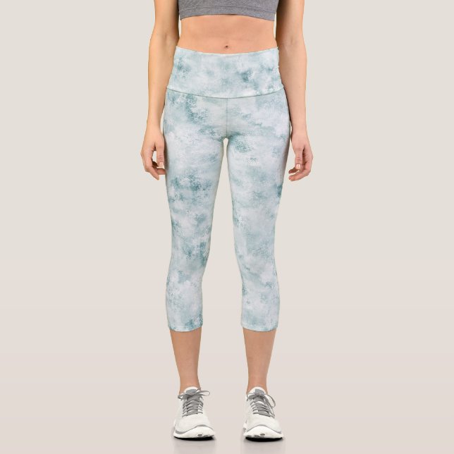 Aqua Grunge Capri Leggings (Front)