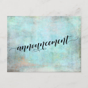 Aqua Grunge Postponed Wedding Announcement Postcard