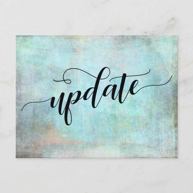 Aqua Grunge Postponed Wedding Update Notice Postcard (Front)