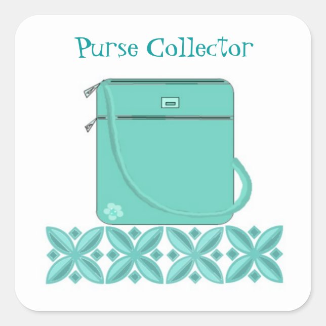 Aqua Handbag with Cute Saying Square Sticker (Front)