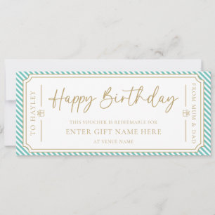 Aqua Happy Birthday Gift Voucher Card