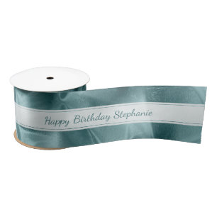 Aqua "Happy Birthday"  or Any Occasion, Anyone Satin Ribbon