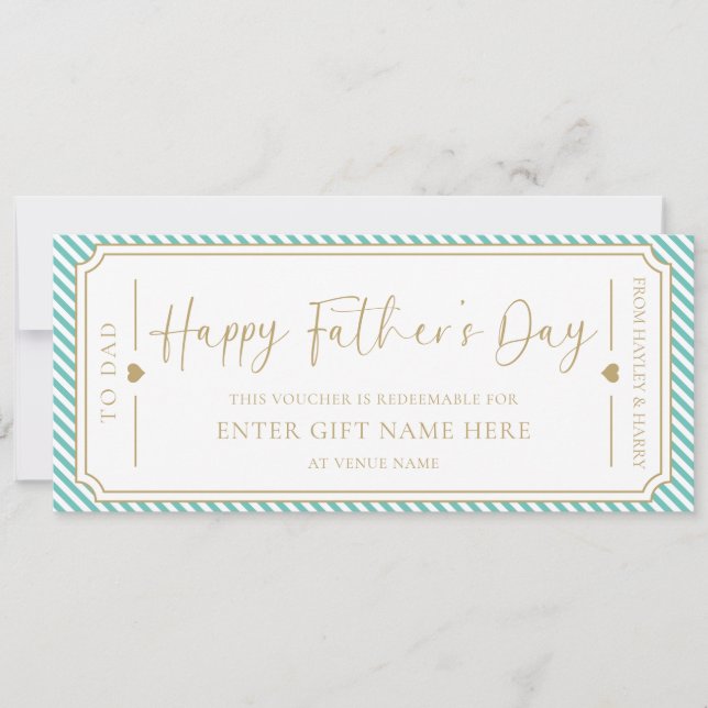 Aqua Happy Father's Day Gift Voucher Card (Front)
