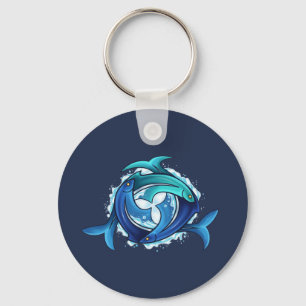 Aqua Harmony: Intertwined Fish Trinity Key Ring