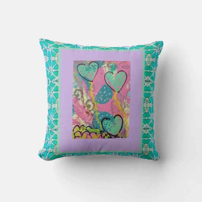 Aqua Hearts Cushion (Front)