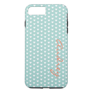 Aqua Hearts Custom Name iPhone 8 Plus/7 Plus Case