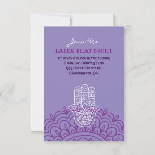 Aqua HEMSA HAND of GOD Bat Mitzvah Party Card