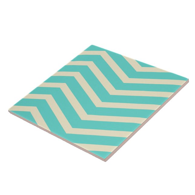 Aqua Herringbone Pattern Tile (Side)