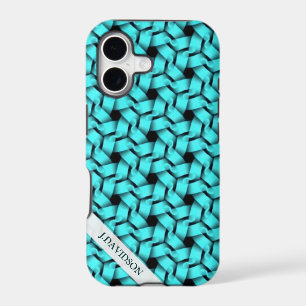 Aqua Hexagon Weave Textile Pattern iPhone 5 Case