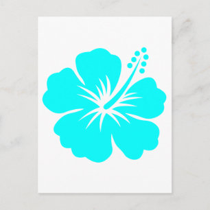 Aqua hibiscus flower design postcard