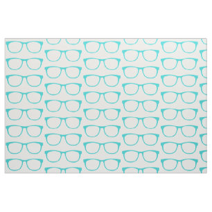 Aqua Hipster Geek Glasses Fabric